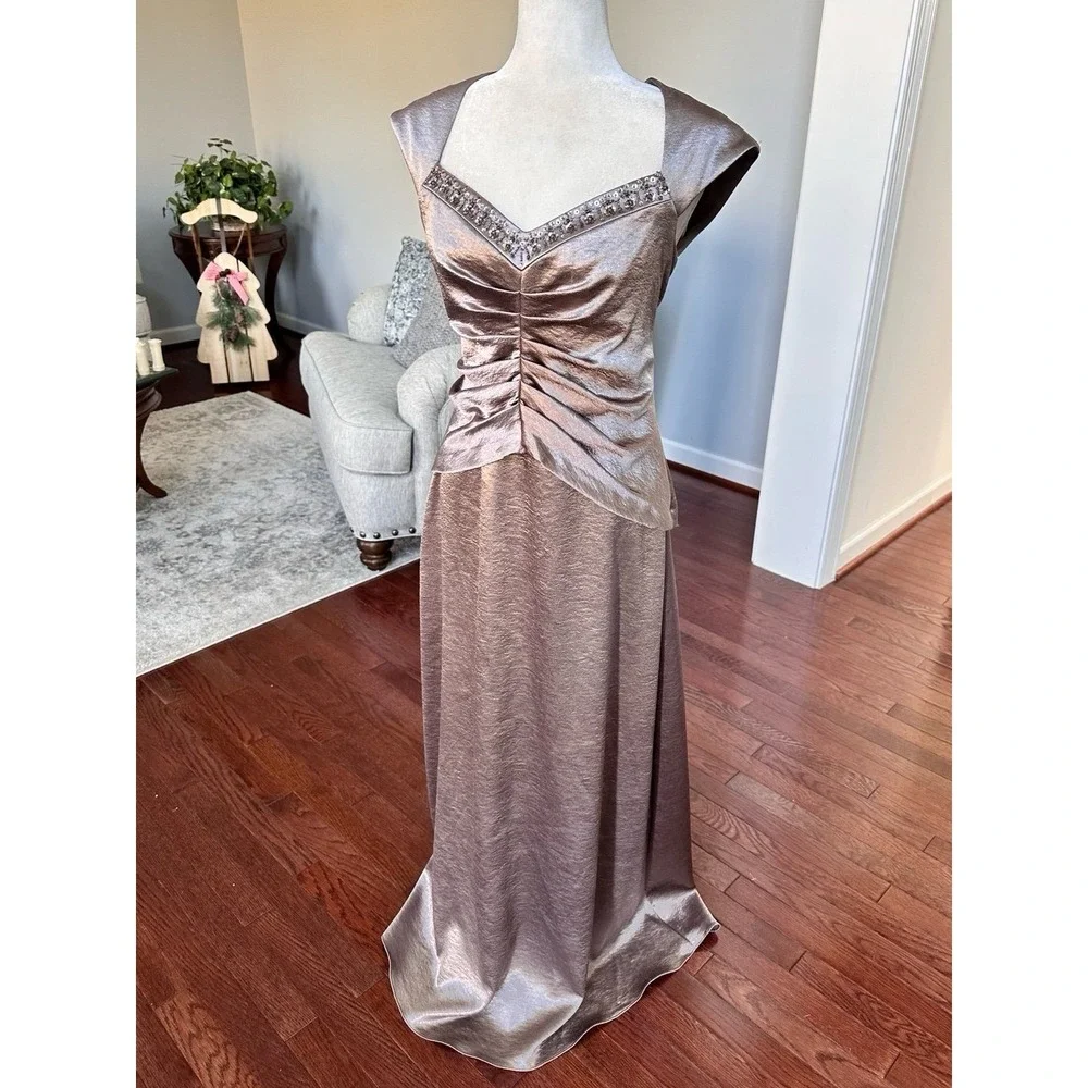 Vintage La Nuit Beaded Neckline Ethereal Divine Feminine Maxi Gown Dress Size 10 - Picture 4 of 11